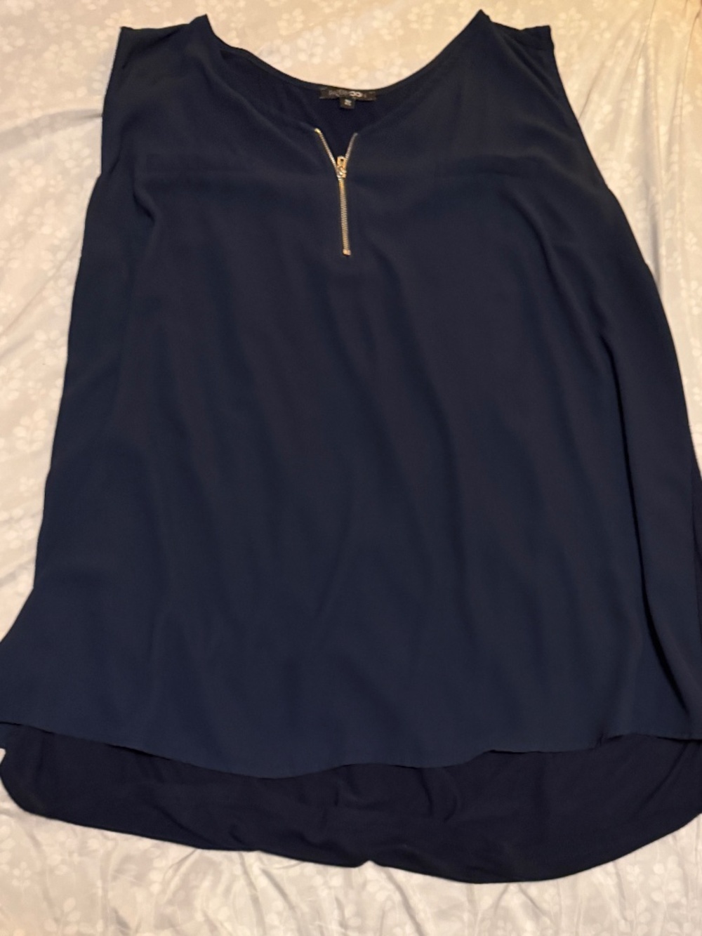 Papermoon Navy Sleeveless Zip Front Blouse 2X